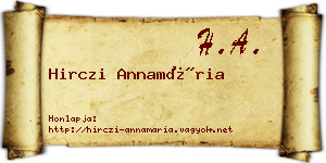 Hirczi Annamária névjegykártya